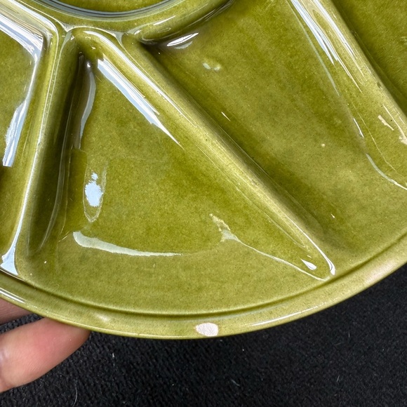 Niderviller Olive Green Ceramic Divided Plates - Picture 5 of 6